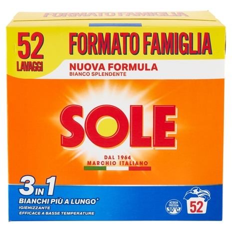 Sole Polvere lavatrice Bianco Splendente 52 lavaggi 2,6 kg
